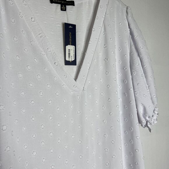 Adrienne Vittadini White Puff Sleeve V-neck Eyelet Shift Dress XL NWT - Picture 7 of 10